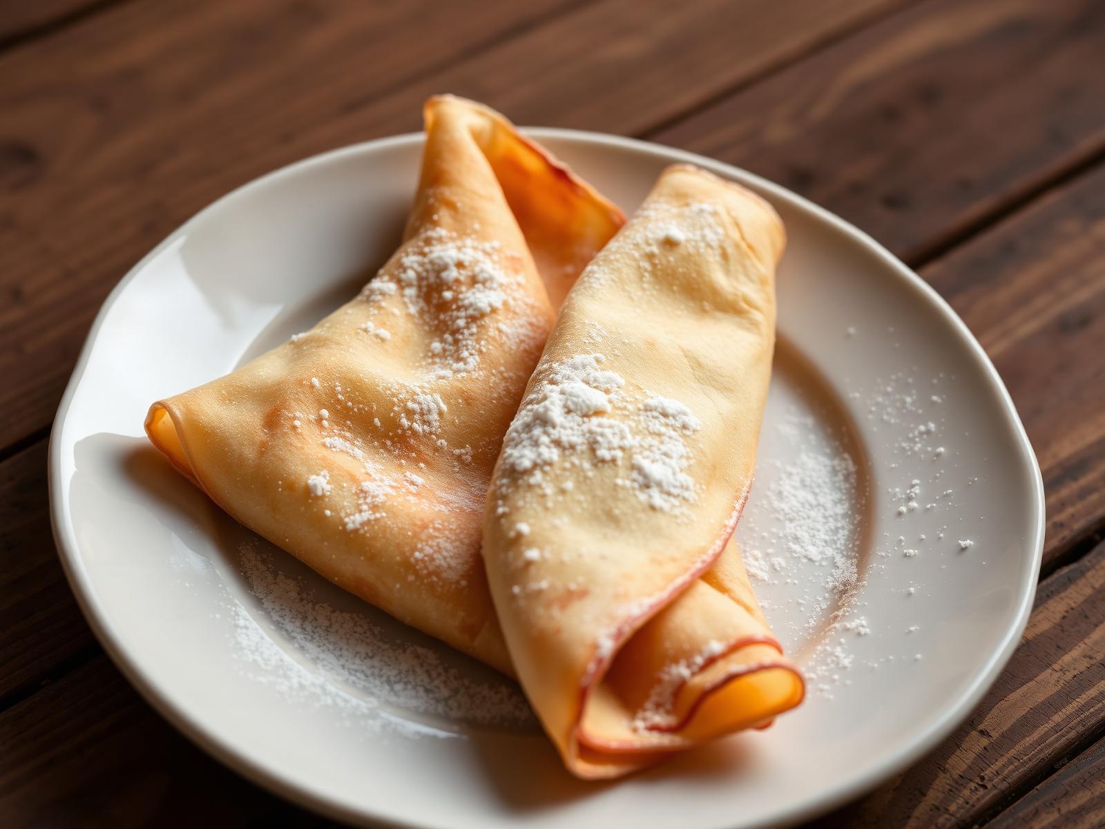 Crêpes dolci sottili piegate su un piatto