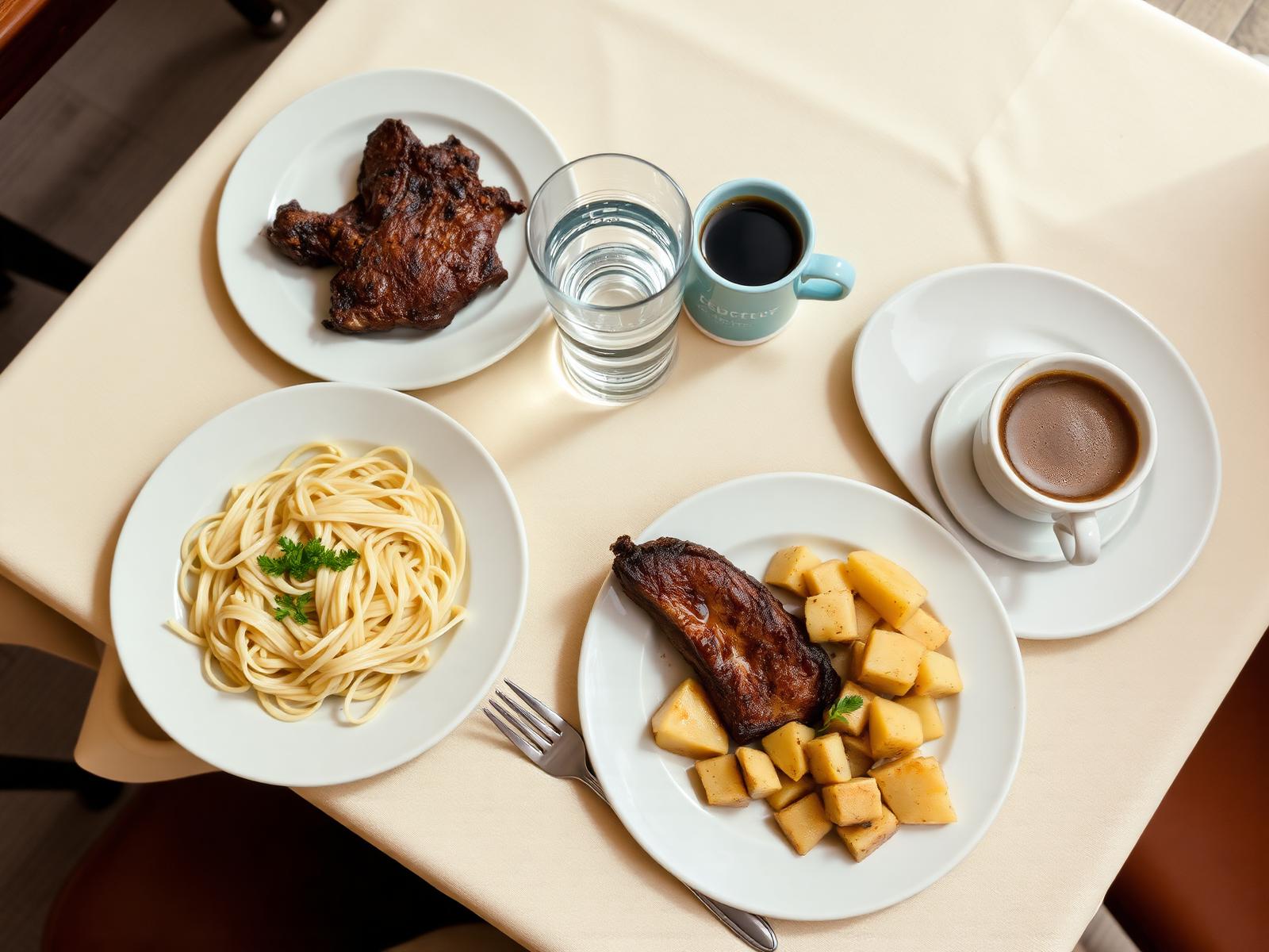 Menù completo di lavoro con primo, secondo, contorno, acqua e caffè