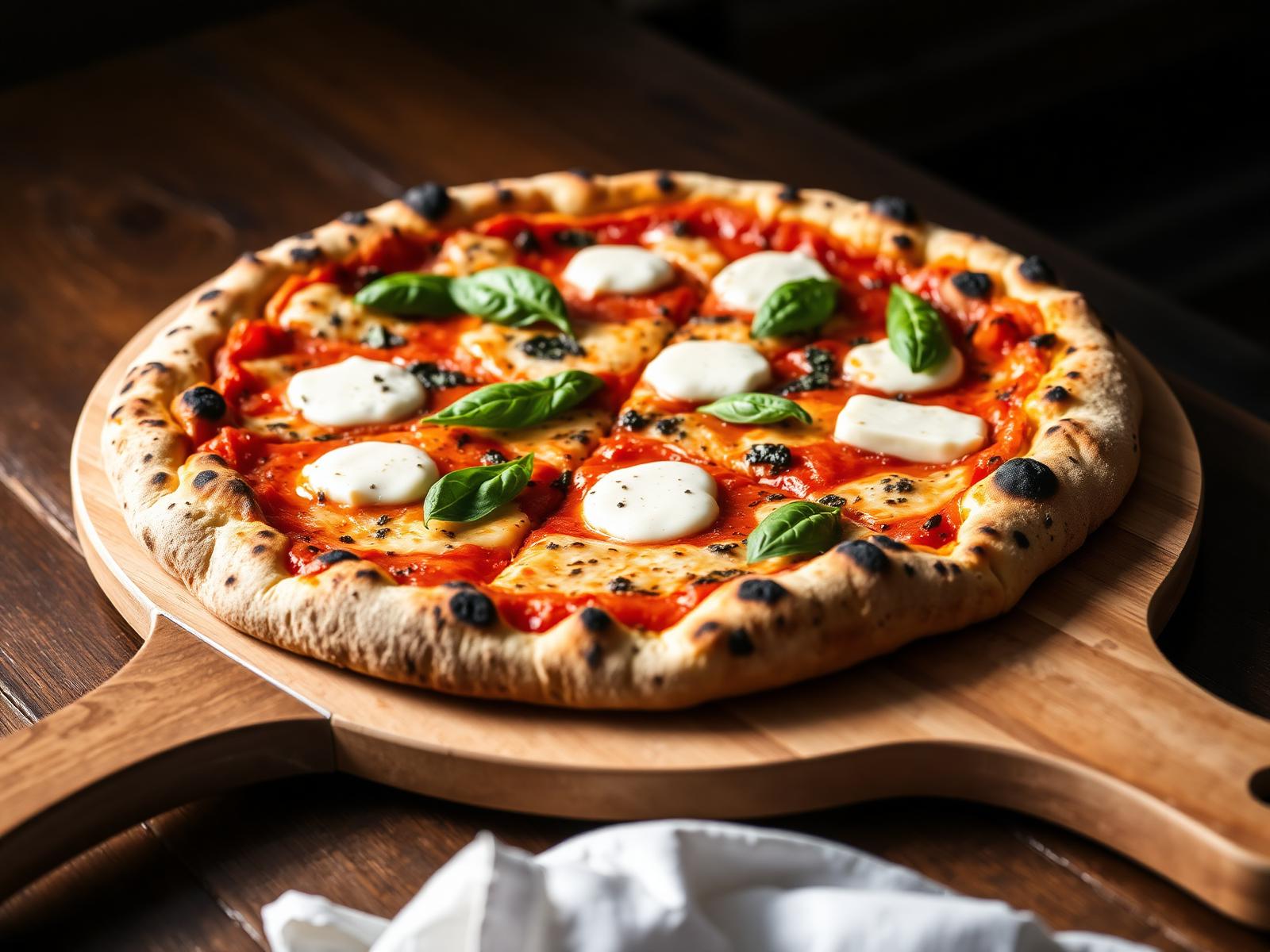 Pizza artigianale appena sfornata con bordo alveolato